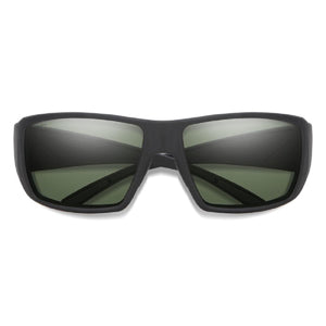 Smith Optics black wrap around sunglasses with green tinted lenses
