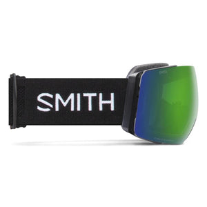 Smith Optics I O MAG XL ski goggles with black strap and green mirrored lens