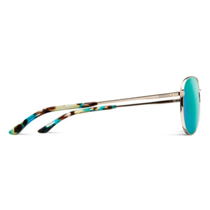 Smith Optics sunglasses with gold metal frames and green reflective lenses