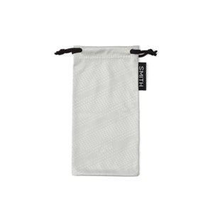 Smith Optics grey microfiber drawstring eyewear pouch with repeating logo pattern