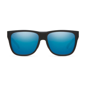 Smith Optics matte black sunglasses with blue mirrored ChromaPop lenses