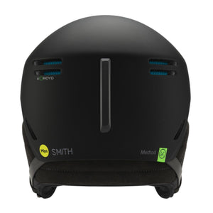 Back view of black Smith Optics Method snow helmet with Koroyd and Mips branding