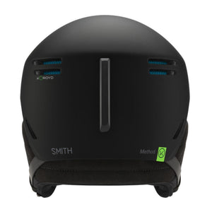 Back view of matte black Smith Optics Method ski helmet with Koroyd ventilation