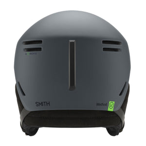 Back view of matte grey Smith Optics Method snow helmet with Koroyd ventilation