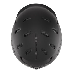 Top view of a matte black Smith Optics ski helmet with ventilation ports