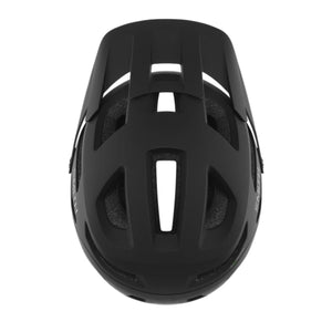 Top view of a matte black Smith mountain bike helmet with ventilation ports