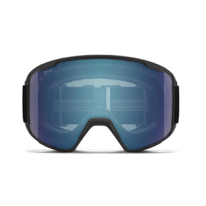 Smith Optics black snow goggles with blue mirrored lens
