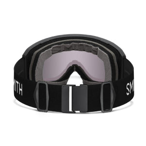 Smith Optics black snow goggles with grey lens and branded strap
