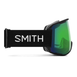 Smith Optics snow goggles with black strap and green reflective lens