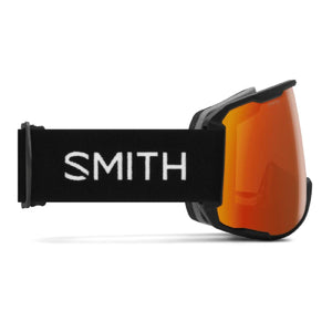 Smith Optics snow goggles with black strap and orange mirrored lens