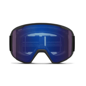 Smith Optics snow goggles with black frame and blue mirrored lens
