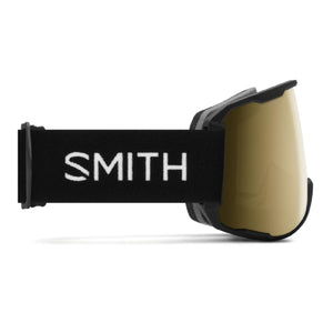 Smith Optics snow goggles with black strap and gold lens