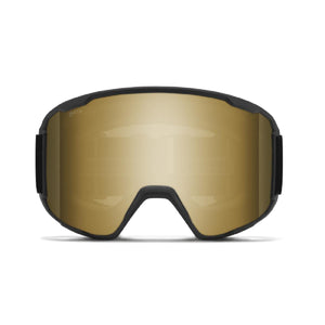 Smith Optics snow goggles with black frame and gold mirrored lens