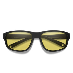 Smith Optics sunglasses with matte black frames and yellow lenses