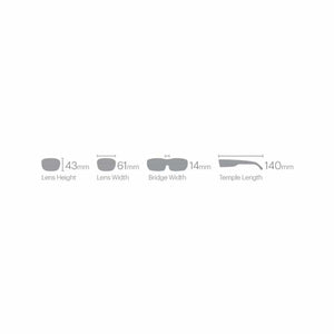 Smith Optics eyewear sizing diagram showing lens height width bridge width and temple length measurements