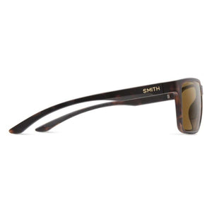Smith Optics tortoise shell sunglasses with brown lenses viewed from the side