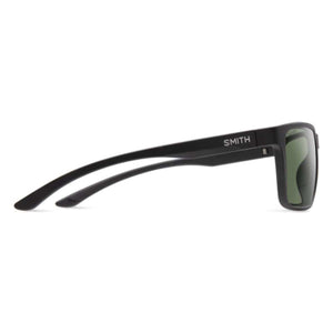 Smith Optics black sunglasses side view with green tinted lenses