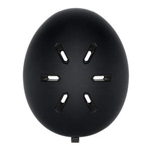 Top view of a matte black Smith Optics helmet with six ventilation slots