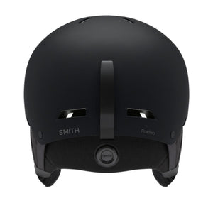 Back view of matte black Smith Optics Rodeo ski helmet with adjustable dial