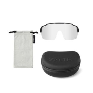 Smith Optics sunglasses with a protective case and a microfiber storage bag