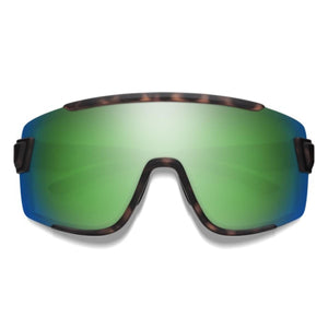 Smith Optics sunglasses with tortoise frame and green mirrored lens