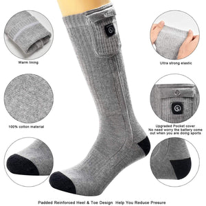 Snow Deer grey heated sock with battery pocket and reinforced toe and heel