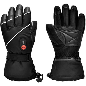 Snow Deer black heated gloves with power button and adjustable wrist strap