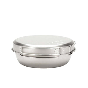 Snow Peak titanium camping bowl with lid and folding handles