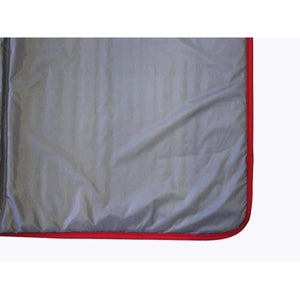 Grey Snow Peak sleeping bag liner with red trim