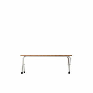 Snow Peak bamboo top folding bench with white metal legs