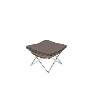 Brown folding camping stool with a metal frame