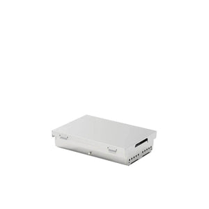 Rectangular stainless steel portable grill with side ventilation holes