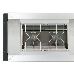 Snow Peak double burner camping stove insert for iron grill table