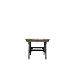Snow Peak bamboo camping table with black metal frame