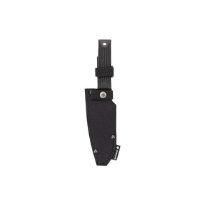 Snow Peak black knife in a protective sheath