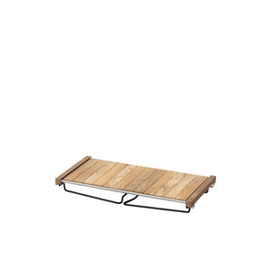 Rectangular teak wood shelf with black metal frame