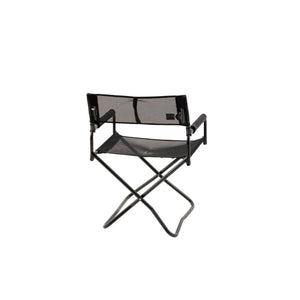 Black folding directors chair with mesh seat and backrest