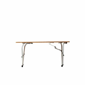 Snow Peak folding table with bamboo top and metal legs