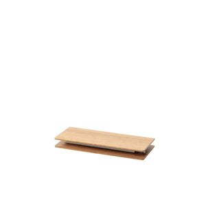 Folded bamboo laptop stand on white background