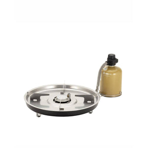 Snow Peak camping stove with connected fuel canister