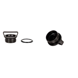 Snow Peak black bottle cap with handle and rubber gasket