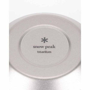 Base of a Snow Peak titanium bowl with brand logo and material label