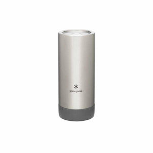 Snow Peak stainless steel can cooler with grey silicone base