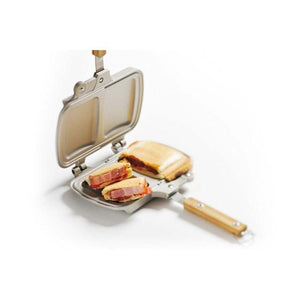 Snow Peak sandwich maker with a toasted sandwich inside