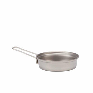 Snow Peak titanium camping pan with folding wire handle