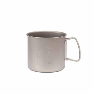 Snow Peak titanium camping mug with measurement markings