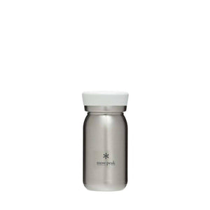 Snow Peak stainless steel water bottle with white cap