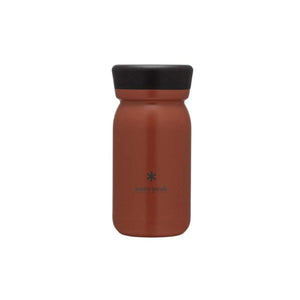 Rust colored Snow Peak vacuum insulated bottle with black lid