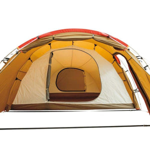 Snow Peak camping tent interior view with open door
