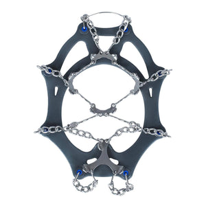 Snowline traction cleats with grey rubber frame and stainless steel chains
